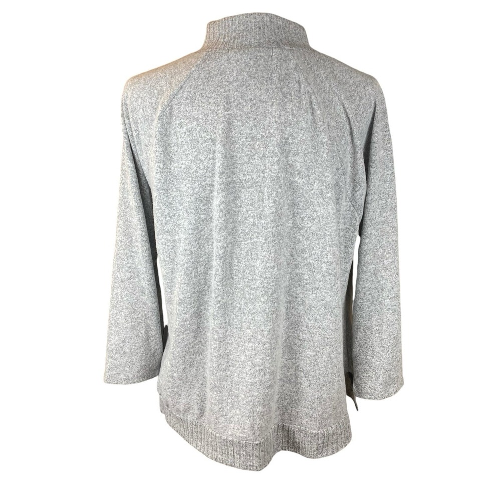 Adrienne Vittadini Sweater XL Mock Neck Light Gray 3/4 Sleeve Asymeterical Zip - Picture 6 of 14